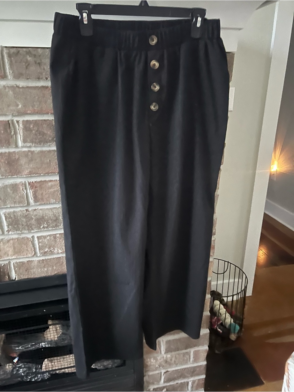 BloomChic Black Wide-Leg Button-Front Trousers